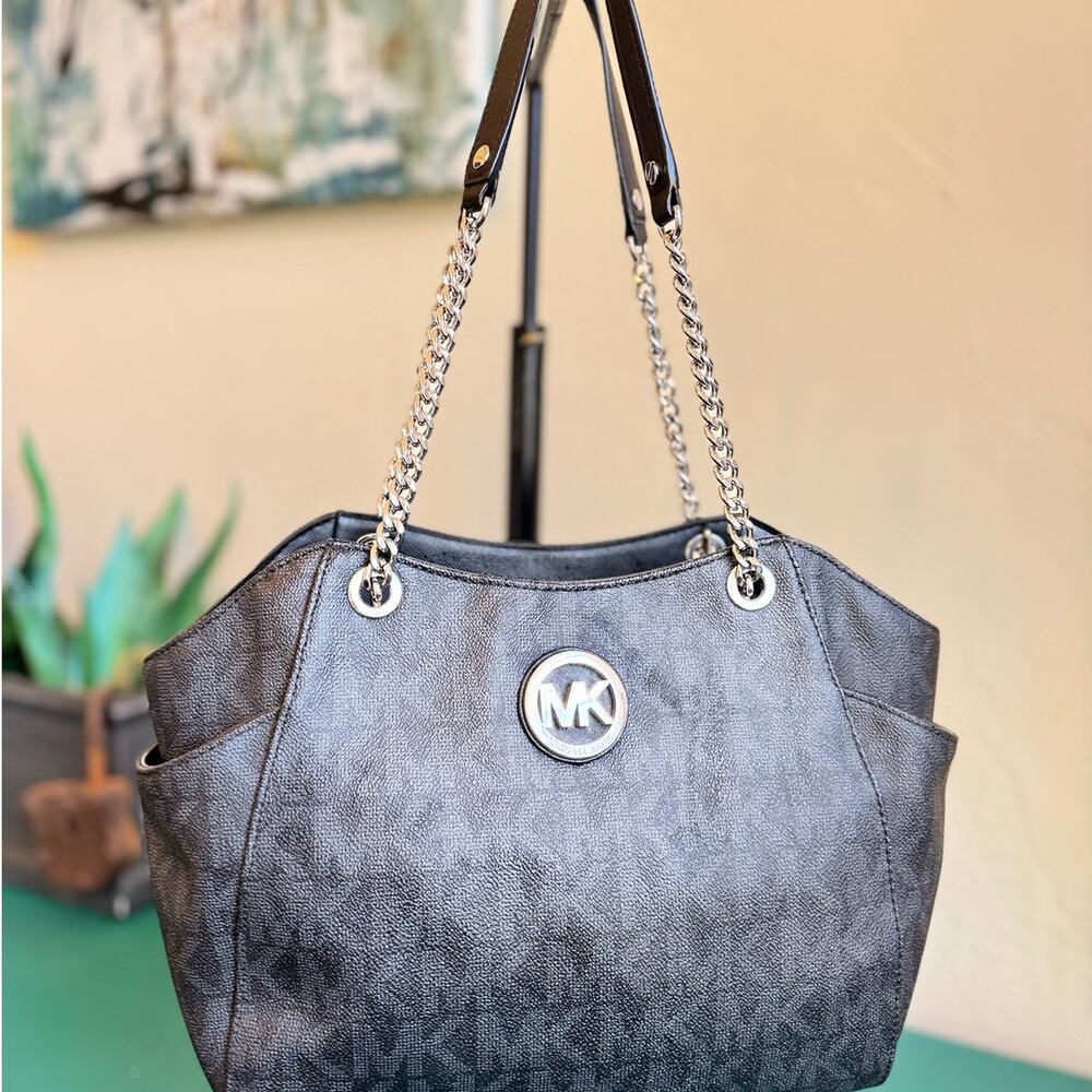 Michael Kors Black Purse – Chain Shoulder Strap, 13"x9", Excellent Condition